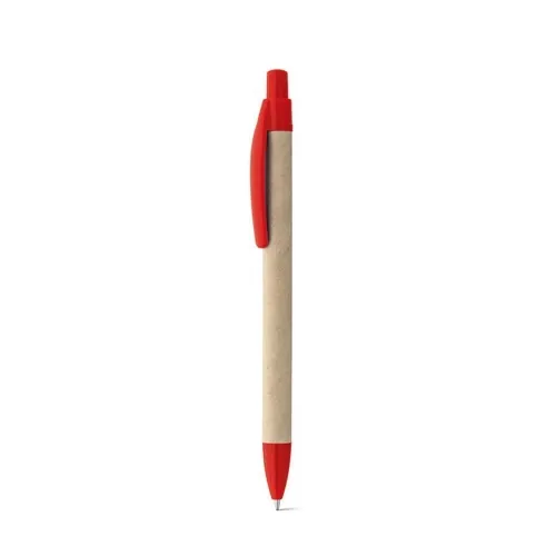 Bolígrafo de papel kraft con clip tinta azul ref 91628 - Rojo 02