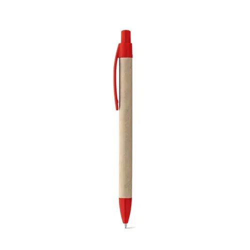 Bolígrafo de papel kraft con clip tinta azul ref 91628 - Rojo 03