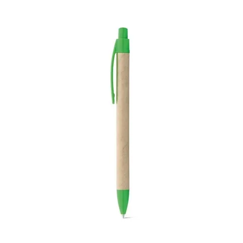 Bolígrafo de papel kraft con clip tinta azul ref 91628 - Verde