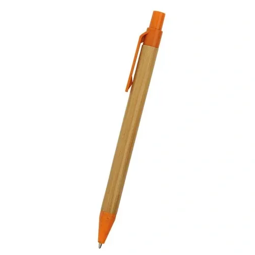 Bolígrafo ecológico de bambú con marcaje láser ref CH31 - Naranja