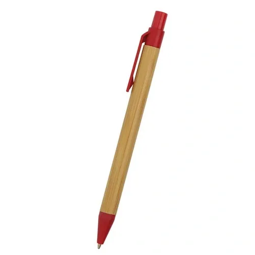 Bolígrafo ecológico de bambú con marcaje láser ref CH31 - Rojo