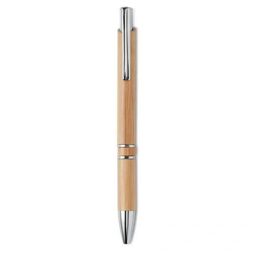 Bolígrafo de bambú con pulsador de aluminio ref MO9482 - Front Madera