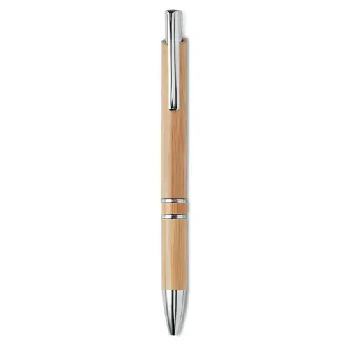 Bolígrafo de bambú con pulsador de aluminio ref MO9482 - Madera