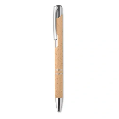 Bolígrafo pulsador ecológico de paja de trigo ref MO9762 - Front Naranja