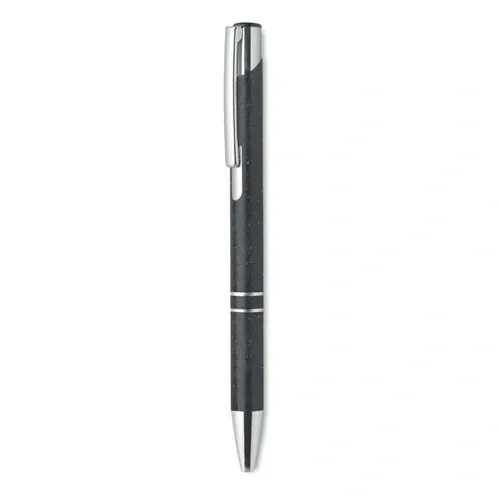 Bolígrafo pulsador ecológico de paja de trigo ref MO9762 - Front Negro