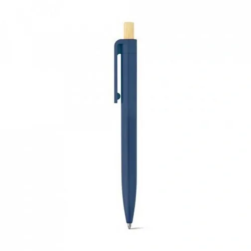Bolígrafo reciclado con botón de bambú ref 91945 - Azul Marino
