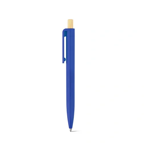 Bolígrafo reciclado con botón de bambú ref 91945 - Azul