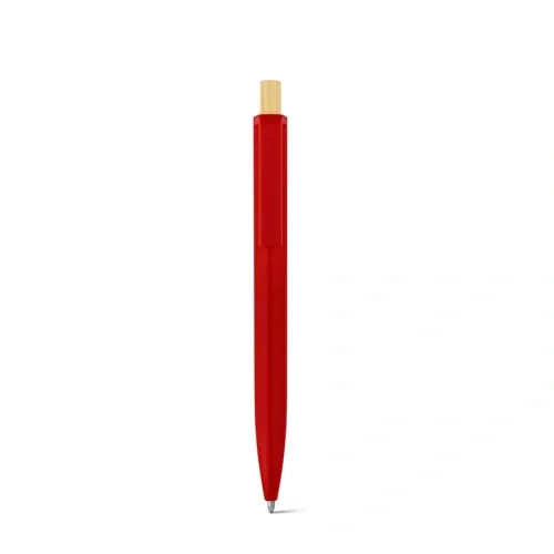 Bolígrafo reciclado con botón de bambú ref 91945 - Rojo 02