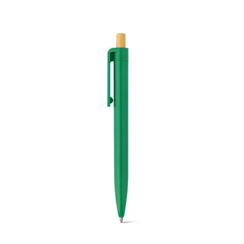 Bolígrafo reciclado con botón de bambú ref 91945 - Verde