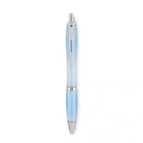 Bolígrafo con pulsador en RPET tinta azul ref MO6409 - Side Azul Claro Transparente