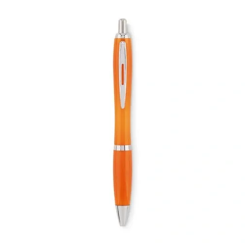 Bolígrafo con pulsador en RPET tinta azul ref MO6409 - Side Naranja Transparente
