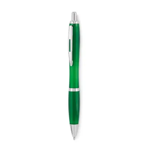 Bolígrafo con pulsador en RPET tinta azul ref MO6409 - Verde Transparente