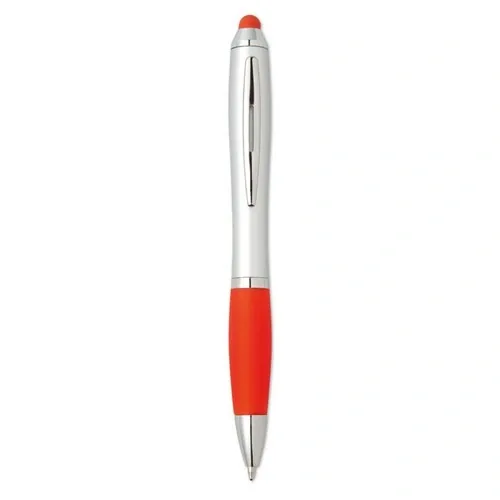 Bolígrafo giratorio con agarre suave y puntero táctil ref MO8152 - Front Rojo