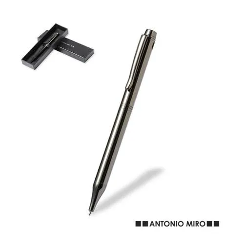 Bolígrafo Antonio Miró metal brillante con mecanismo giratorio ref 7372