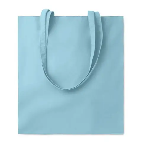 Bolsa de compra de algodón con asas largas ref MO9846 - Azul Bebe