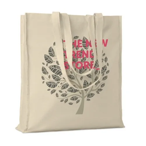 Bolsa de compra de algodón con asas largas reforzadas ref MO9595 - Printed Beig