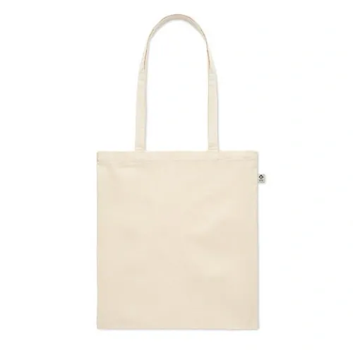 Bolsa de compra de algodón orgánico con asas largas ref MO6632 - Side Beig