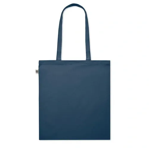 Bolsa de compra de algodón orgánico con asas largas ref MO6711 - Back Azul