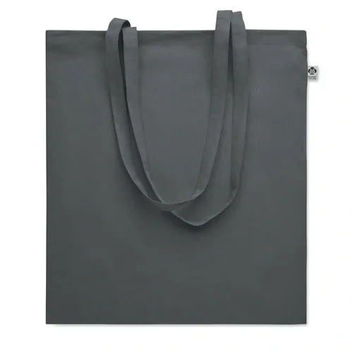 Bolsa de compra de algodón orgánico con asas largas ref MO6711 - Front Gris Piedra