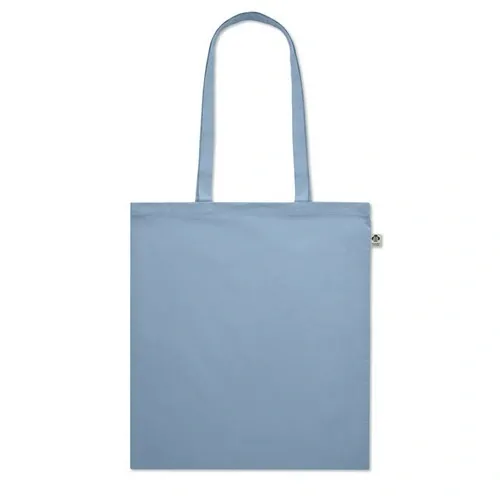 Bolsa de compra de algodón orgánico con asas largas ref MO6711 - Side Azul Bebe