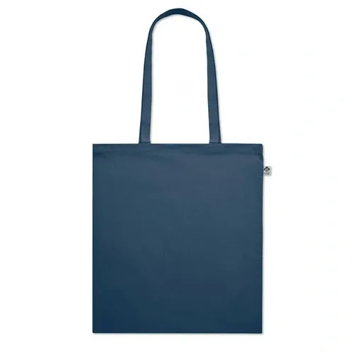 Bolsa de compra de algodón orgánico con asas largas ref MO6711 - Side Azul
