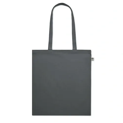 Bolsa de compra de algodón orgánico con asas largas ref MO6711 - Side Gris Piedra
