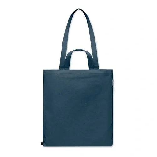 Bolsa de compra reciclada con bolsillo lateral ref MO2565 - Azul Back