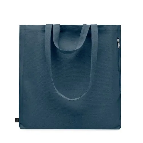 Bolsa de compra reciclada con bolsillo lateral ref MO2565 - Azul Top