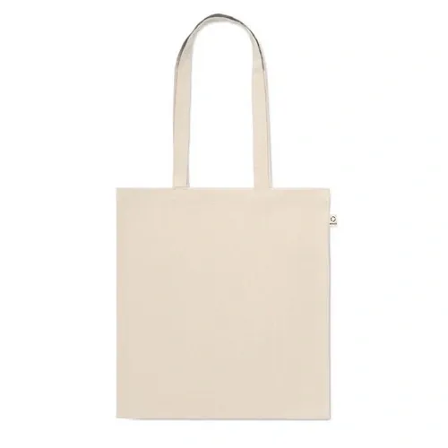 Bolsa de compra de algodón reciclado con asas largas ref MO2301 - Side Beig