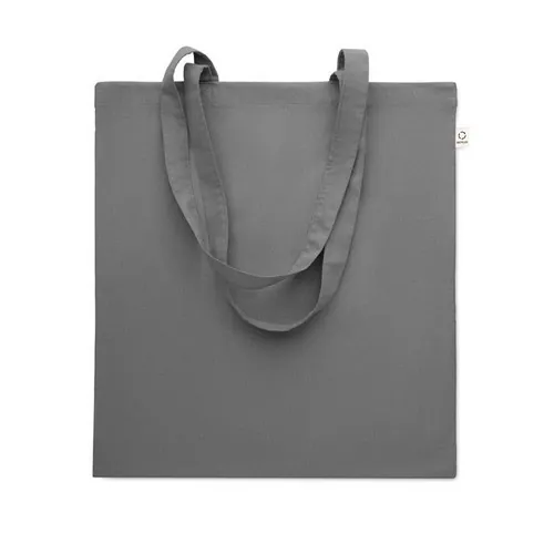 Bolsa de compra de algodón reciclado con asas largas ref MO2302 - Front Gris Piedra