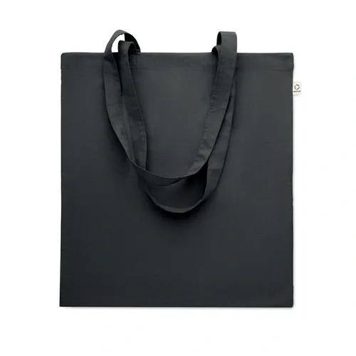 Bolsa de compra de algodón reciclado con asas largas ref MO2302 - Front Negro