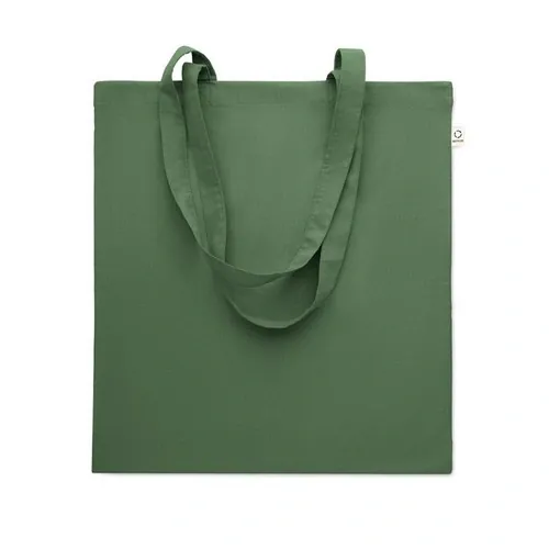 Bolsa de compra de algodón reciclado con asas largas ref MO2302 - Front Verde Oscuro
