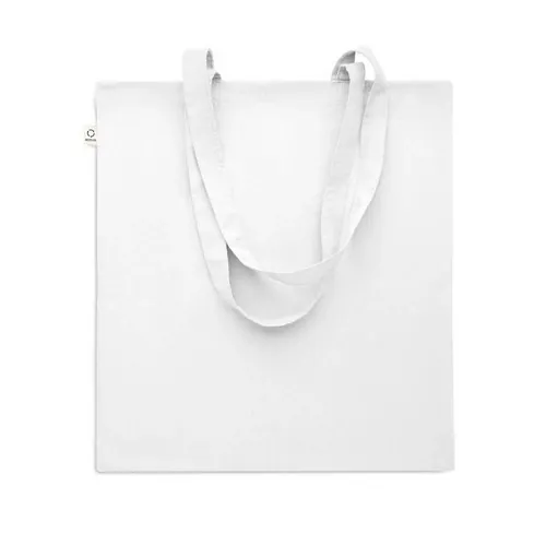 Bolsa de compra de algodón reciclado con asas largas ref MO2302 - Open Blanco