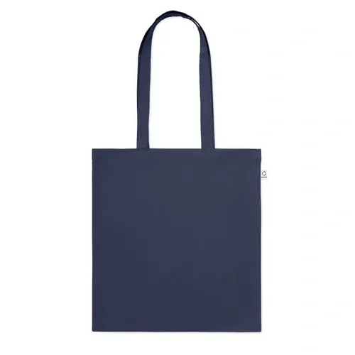 Bolsa de compra de algodón reciclado con asas largas ref MO2302 - Side Azul