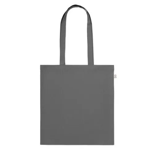 Bolsa de compra de algodón reciclado con asas largas ref MO2302 - Side Gris Piedra