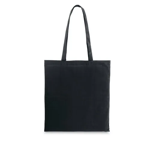 Bolsa de algodón reciclado sin teñir y asas largas ref 92084 - Negro