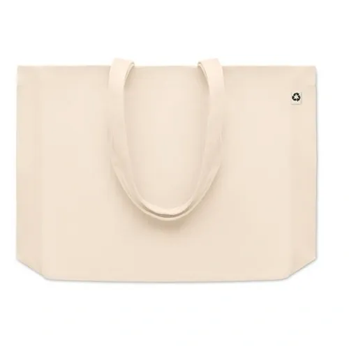 Bolsa de compra de canvas reciclado con asas largas ref MO6379 - Side Beig