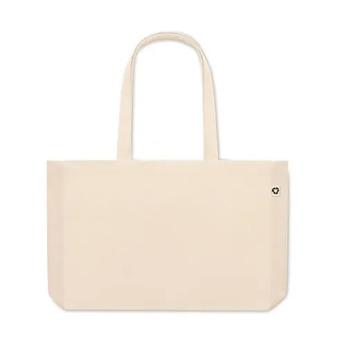 Bolsa de compra de canvas reciclado con asas largas ref MO6379 - Top Beig