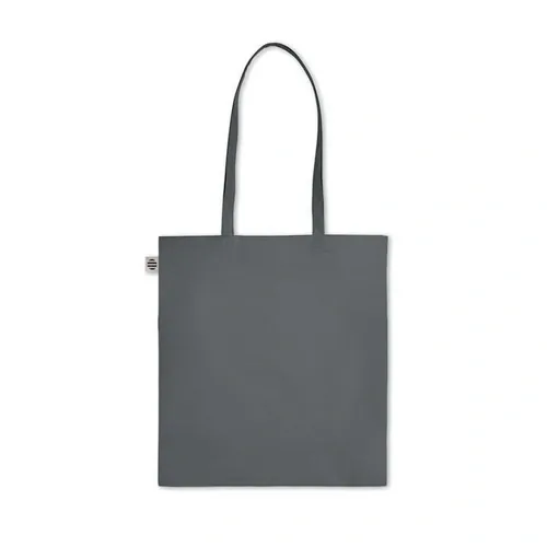 Bolsa de compra de algodón orgánico con asas largas ref MO6189 - Side Gris Piedra