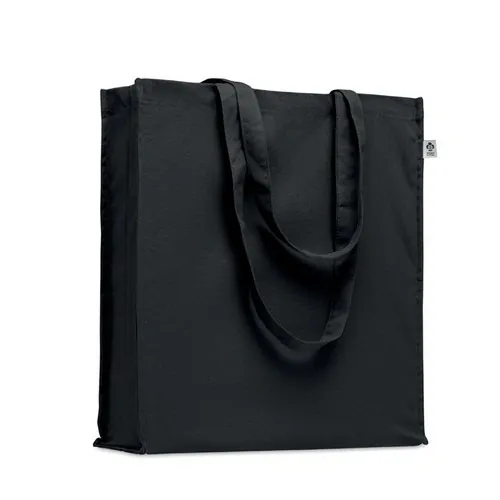 Bolsa de compra de algodón orgánico con asas largas ref MO2197 - Front Negro
