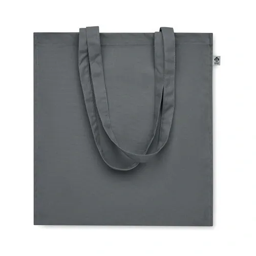 Bolsa de compra de algodón orgánico con asas largas ref MO2197 - Open Gris Piedra