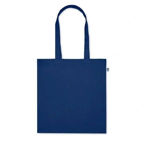 Bolsa de compra de algodón orgánico con asas largas ref MO2197 - Side Azul