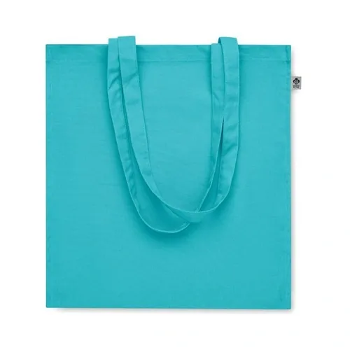 Bolsa de compra de algodón orgánico con asas largas ref MO2197 - Turquesa Open