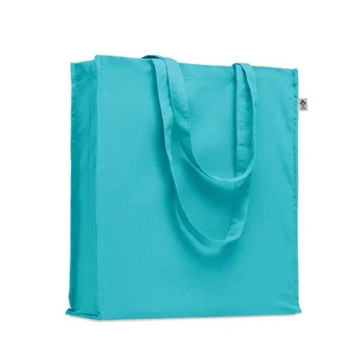 Bolsa de compra de algodón orgánico con asas largas ref MO2197 - Turquesa