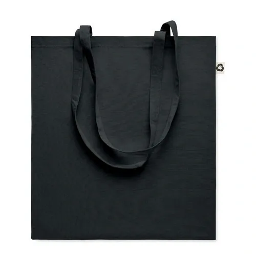 Bolsa de compra de algodón reciclado con asas largas ref MO6674 - Front Negro