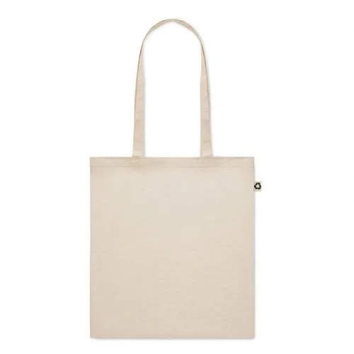 Bolsa de compra de algodón reciclado con asas largas ref MO6673 - Side Beig