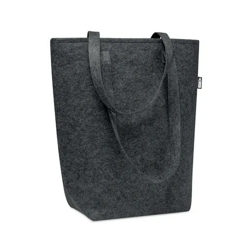 Bolsa de compra fieltro RPET con asas largas ref MO6185 - Front Gris Piedra