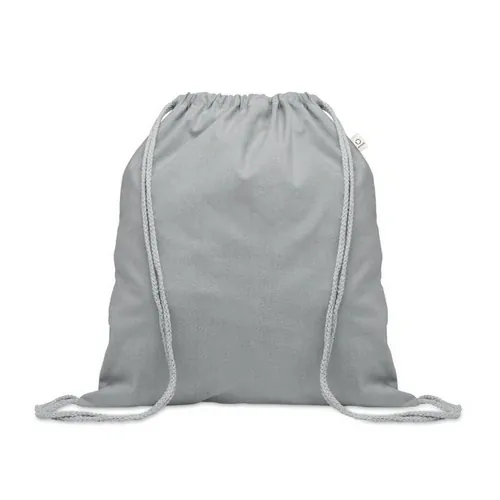Bolsa de cuerdas ecológica de algodón reciclado ref MO2402 - Front Gris