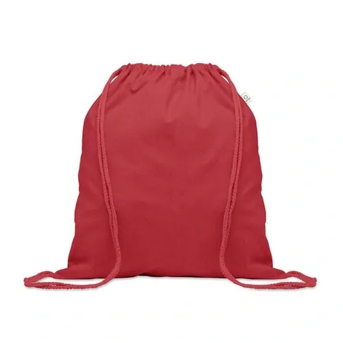 Bolsa de cuerdas ecológica de algodón reciclado ref MO2402 - Front Rojo
