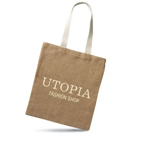 Bolsa de la compra de yute con asas de algodón ref MO7264 - Printed Beig